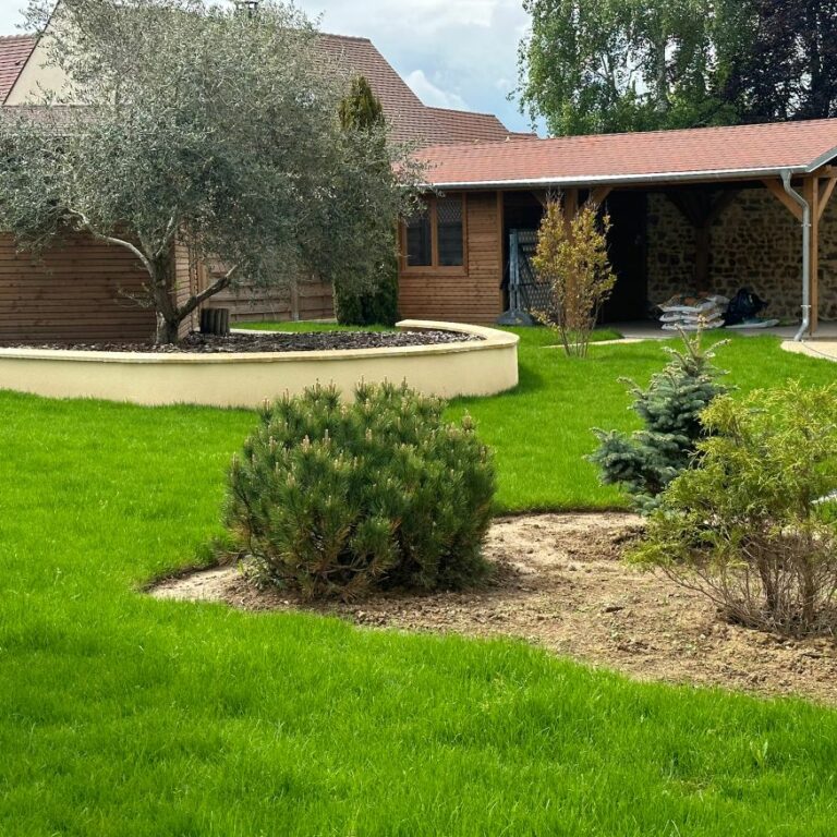 Construction de chalet et cabane en bois dans un jardin à Chamcueil